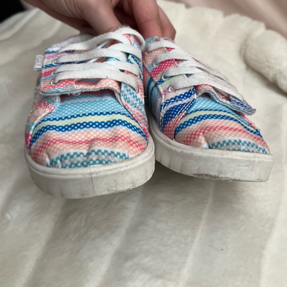Roxy Sheilahh Toddler Girl 9 Pink Blue Stripe Spring Casual Cali Surfer Sneakers - Picture 2 of 9